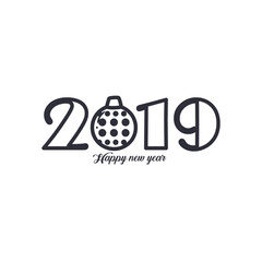 2019 Happy new year with sphere line style icon vector design