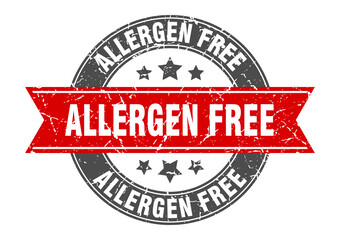 allergen free round stamp with ribbon. label sign