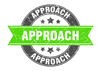 approach round stamp with ribbon. label sign