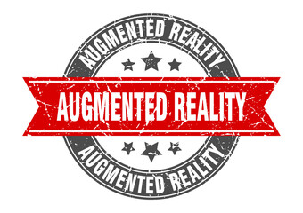 augmented reality round stamp with ribbon. label sign