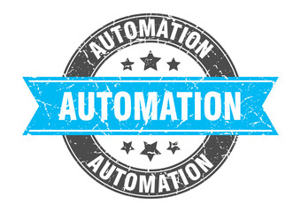 automation round stamp with ribbon. label sign