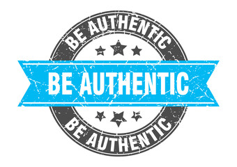 be authentic round stamp with ribbon. label sign