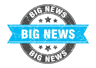 big news round stamp with ribbon. label sign