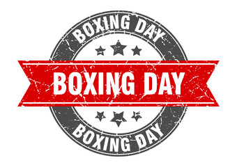boxing day round stamp with ribbon. label sign