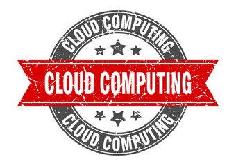 cloud computing round stamp with ribbon. label sign