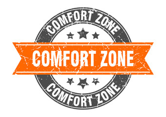 comfort zone round stamp with ribbon. label sign