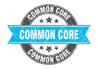 common core round stamp with ribbon. label sign