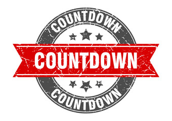 countdown round stamp with ribbon. label sign