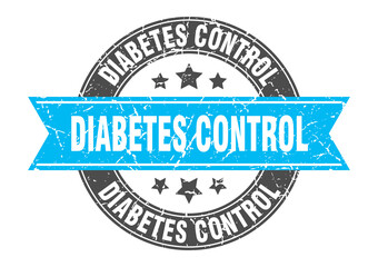 diabetes control round stamp with ribbon. label sign