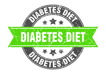 Obraz premium diabetes diet round stamp with ribbon. label sign