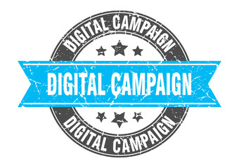 digital campaign round stamp with ribbon. label sign