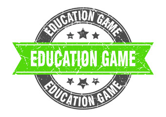 Obraz premium education game round stamp with ribbon. label sign
