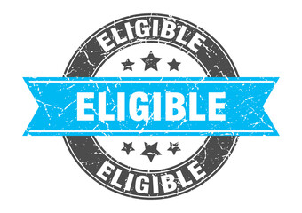 eligible round stamp with ribbon. label sign