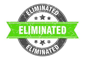 eliminated round stamp with ribbon. label sign