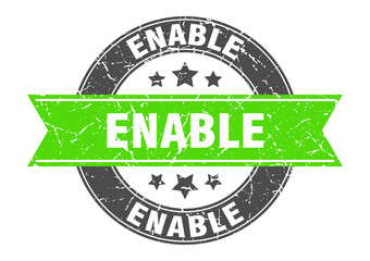 enable round stamp with ribbon. label sign