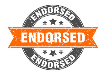 endorsed round stamp with ribbon. label sign