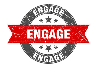 engage round stamp with ribbon. label sign