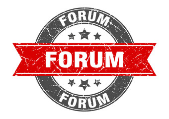 forum round stamp with ribbon. label sign