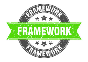 framework round stamp with ribbon. label sign