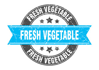 fresh vegetable round stamp with ribbon. label sign