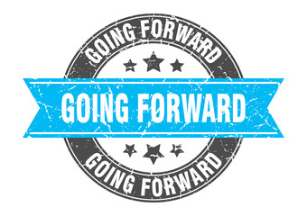 going forward round stamp with ribbon. label sign