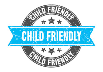 Obraz premium child friendly round stamp with ribbon. label sign