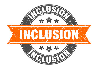 inclusion round stamp with ribbon. label sign