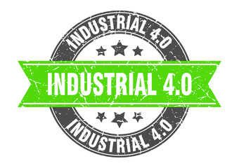 industrial 4.0 round stamp with ribbon. label sign