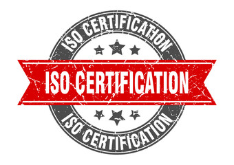 iso certification round stamp with ribbon. label sign