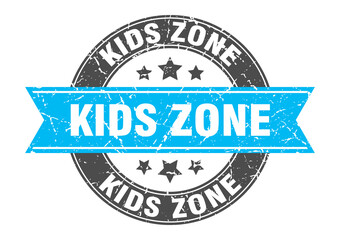 kids zone round stamp with ribbon. label sign