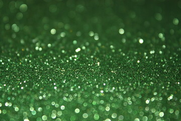 Shiny Green Glitter Bokeh Background