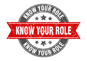know your role round stamp with ribbon. label sign