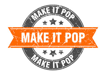 make it pop round stamp with ribbon. label sign