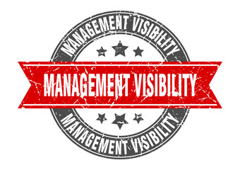 Obraz premium management visibility round stamp with ribbon. label sign