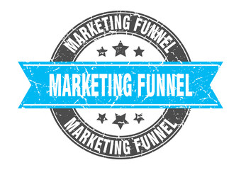 marketing funnel round stamp with ribbon. label sign