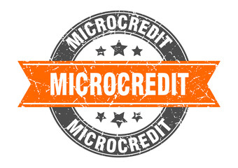 microcredit round stamp with ribbon. label sign