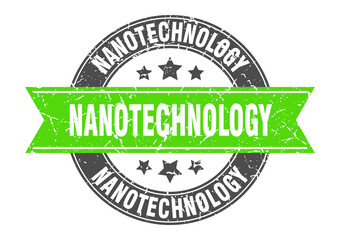 nanotechnology round stamp with ribbon. label sign