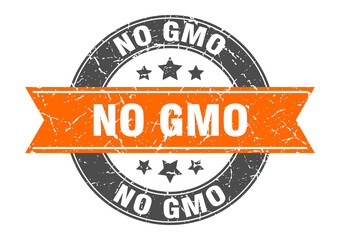 no gmo round stamp with ribbon. label sign