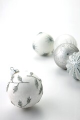 Fototapeta na wymiar silver Christmas balls decoration isolated on white background