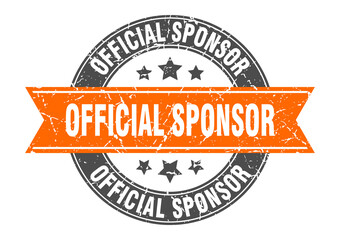 official sponsor round stamp with ribbon. label sign