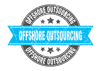 offshore outsourcing round stamp with ribbon. label sign