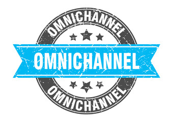 omnichannel round stamp with ribbon. label sign