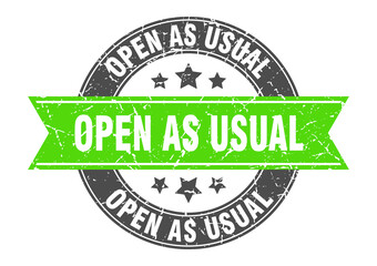 open as usual round stamp with ribbon. label sign