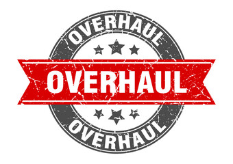 overhaul round stamp with ribbon. label sign