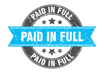 paid in full round stamp with ribbon. label sign