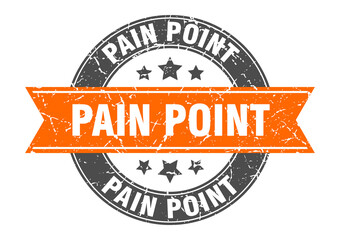 pain point round stamp with ribbon. label sign