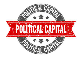 Obraz premium political capital round stamp with ribbon. label sign