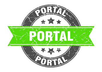 portal round stamp with ribbon. label sign