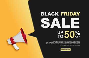 Black friday sale banners template with megaphone