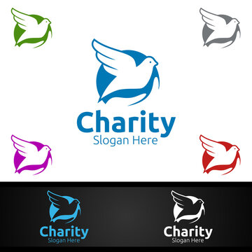 Dove Helping Hand Charity Foundation Creative Logo for Voluntary Church or Charity Donation